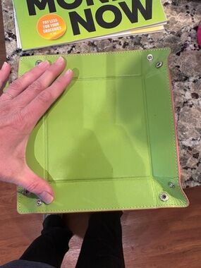 Green Leather Tablet Catchall Tray